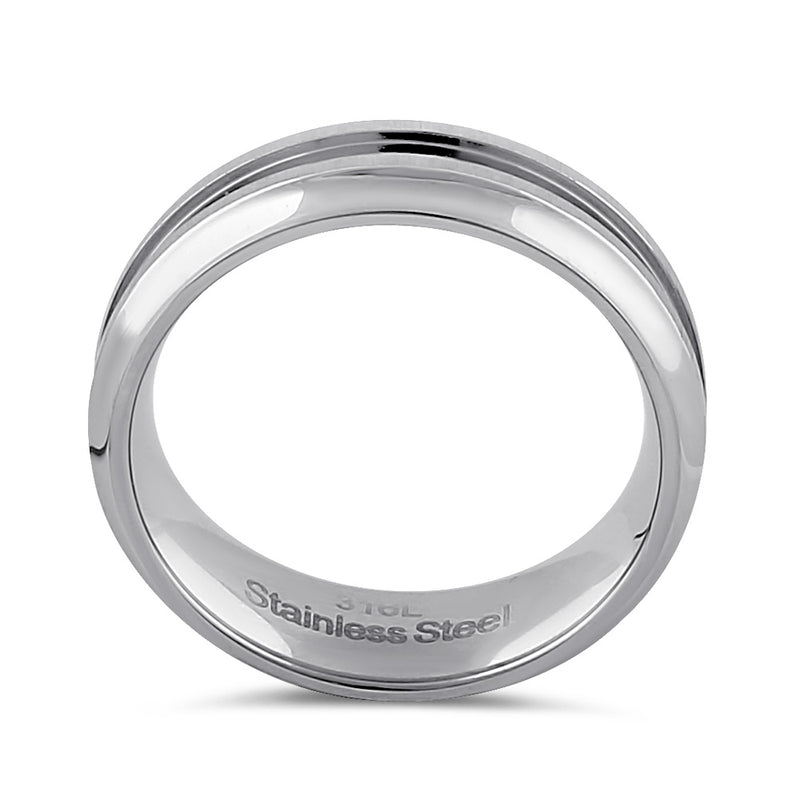 Stainless Steel Men's 7mm High and Brushed Polish Wedding Band