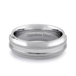 Stainless Steel Men's 7mm High and Brushed Polish Wedding Band