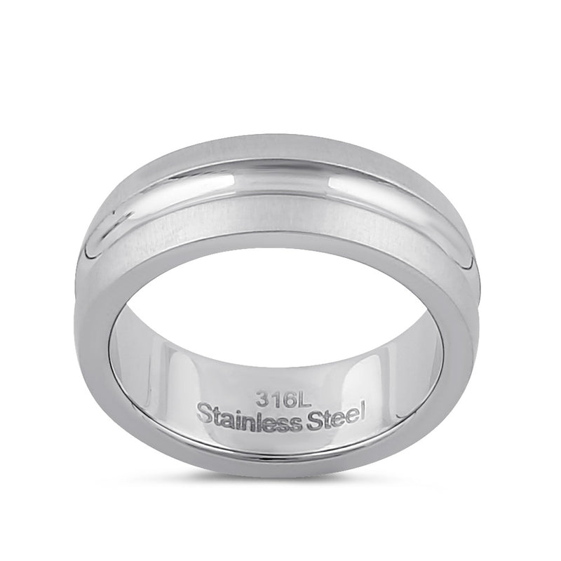 Stainless Steel Men's 7mm Brushed Polish Wedding Band