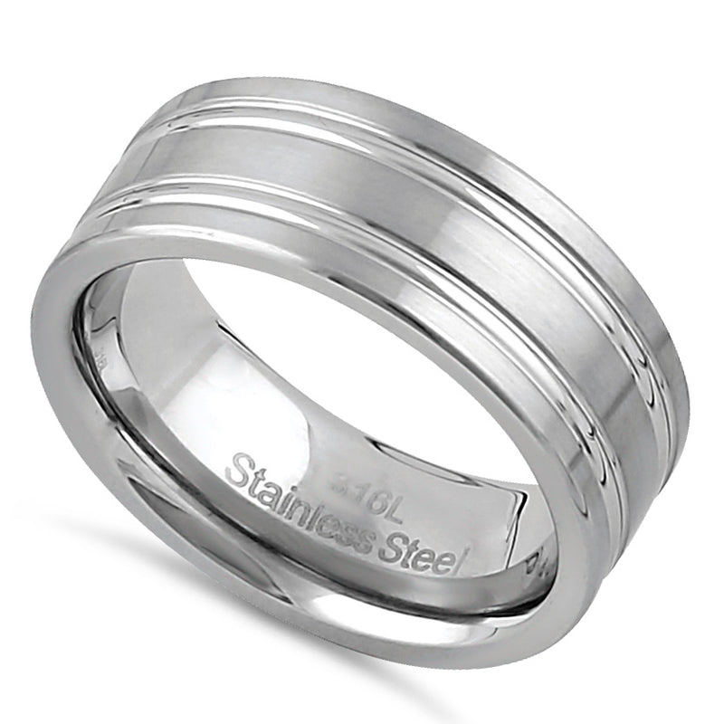 Men's 8.0mm Black Stainless Steel Wedding Band