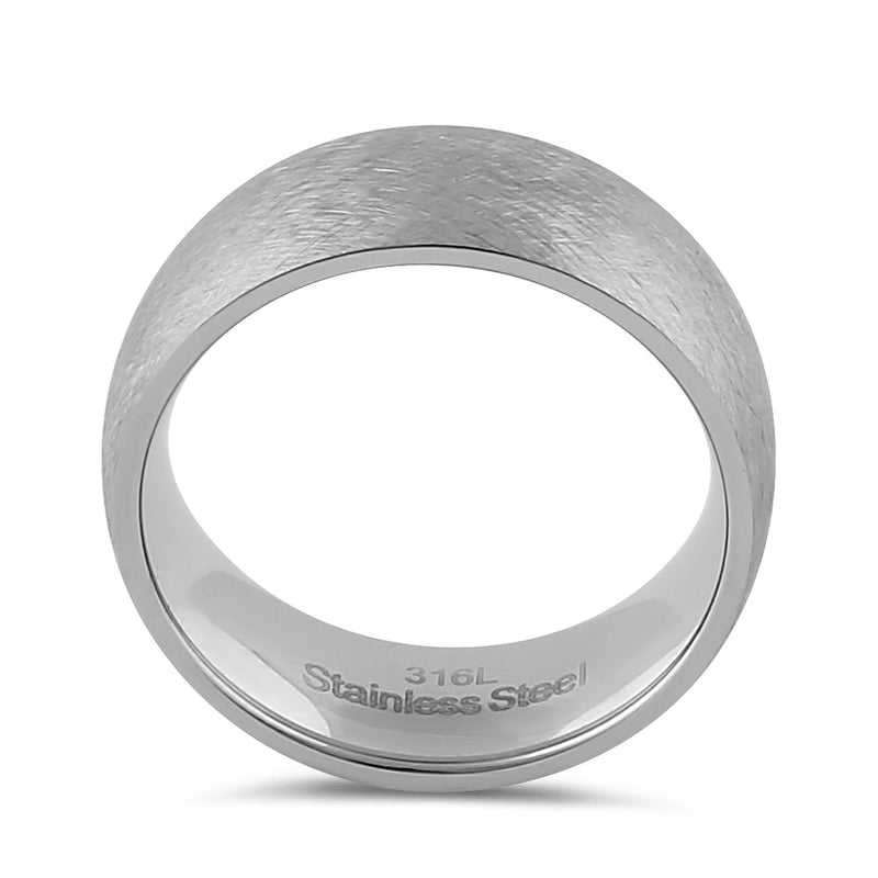 Stainless Steel Men's 8mm Mixed Brushed Rounded Wedding Band