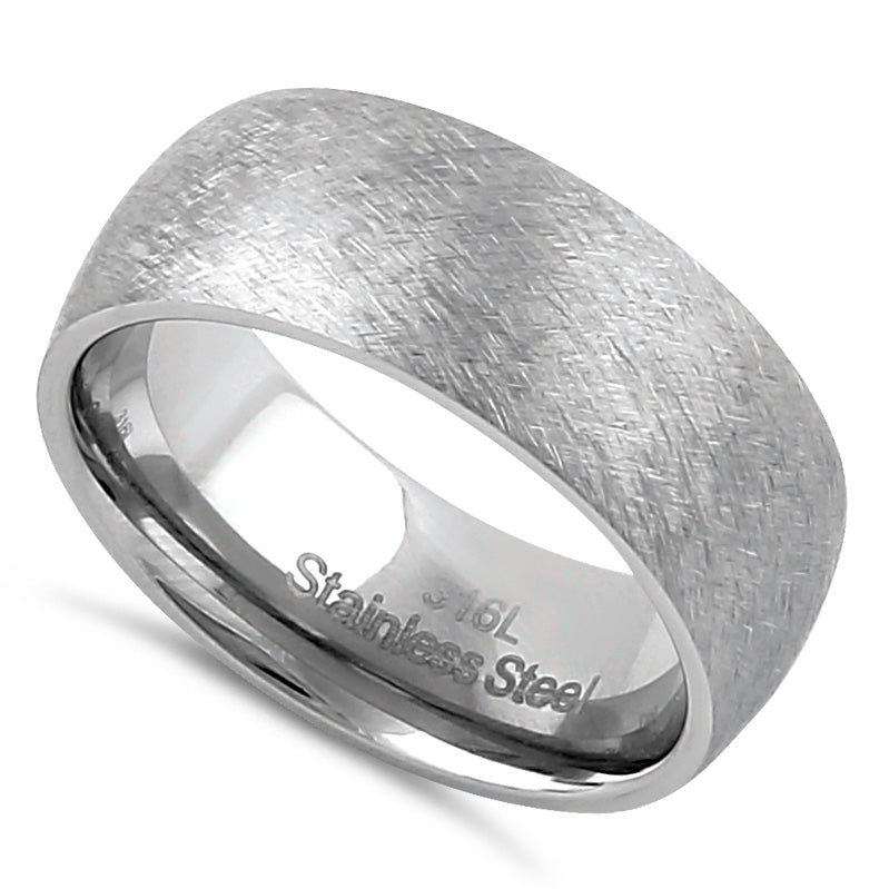 Stainless Steel Men's 8mm Mixed Brushed Rounded Wedding Band
