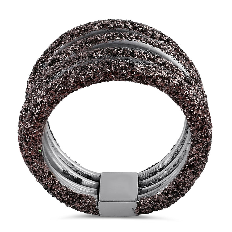 Stainless Steel Layered Brown Stardust Ring