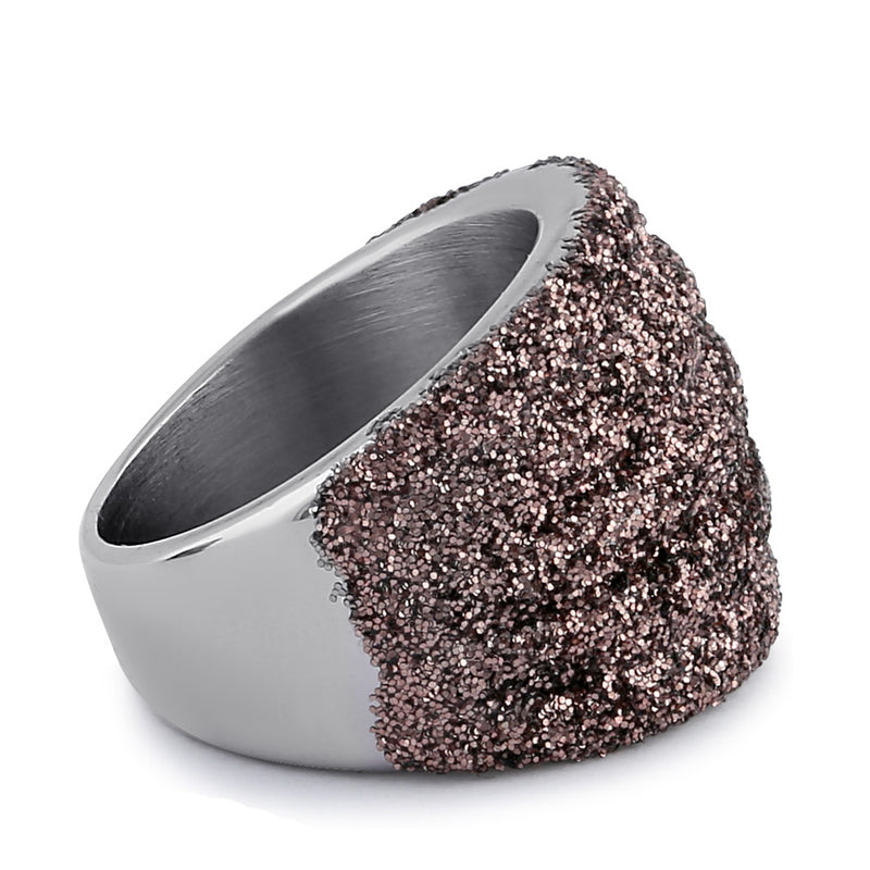 Stainless Steel Thick Brown Stardust Ring