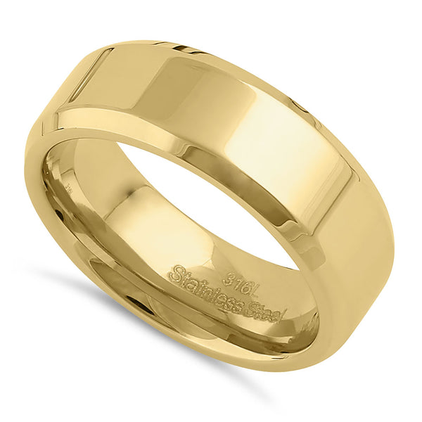 Stainless Steel 7mm Yellow Gold High Polish Band Ring