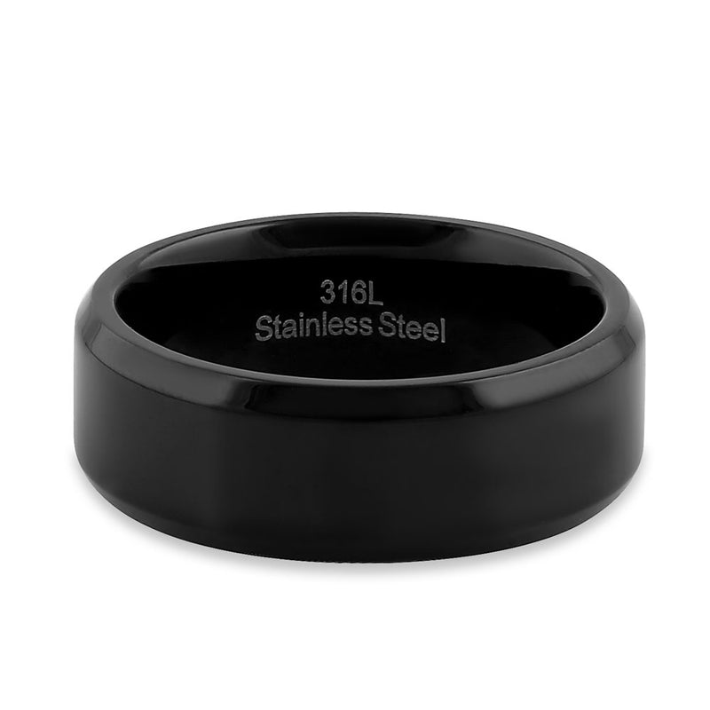Stainless Steel 7mm Black High Polish Band Ring