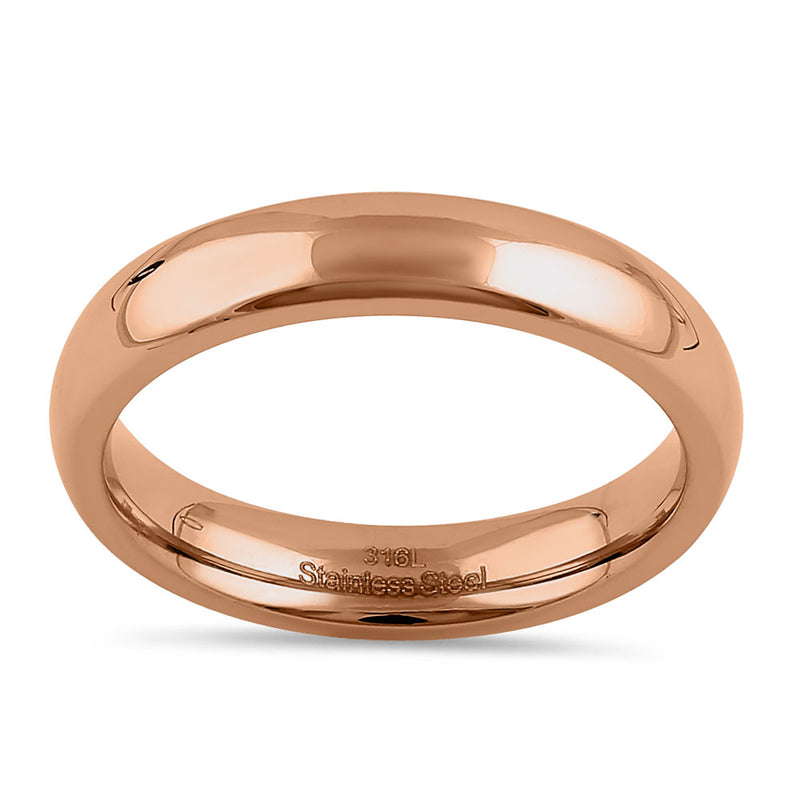 Stainless Steel 4mm Rose Gold High Polish Band Ring