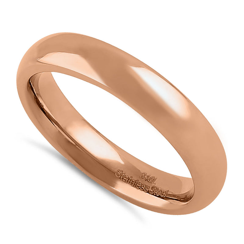 Stainless Steel 4mm Rose Gold High Polish Band Ring