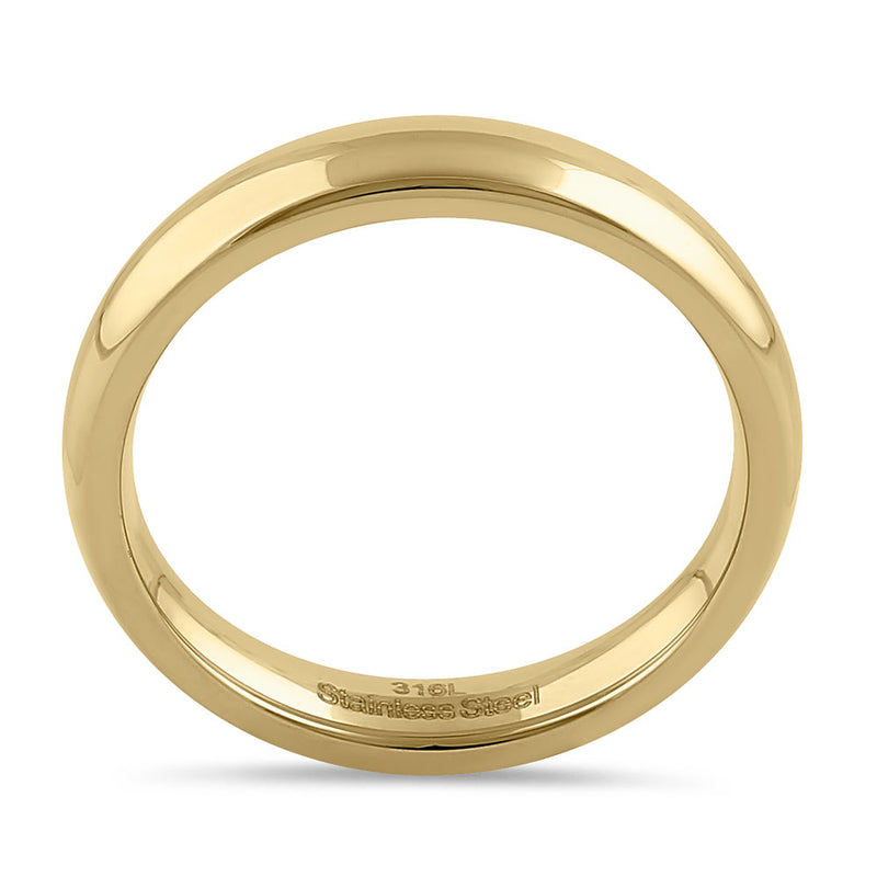 Stainless Steel 4mm Yellow Gold High Polish Band Ring