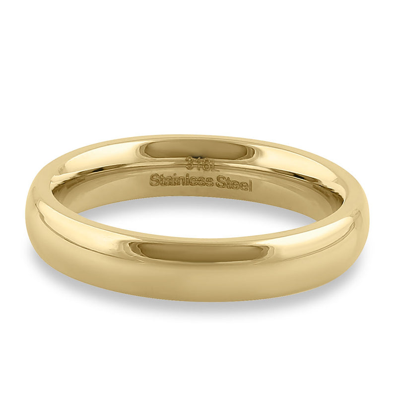 Stainless Steel 4mm Yellow Gold High Polish Band Ring