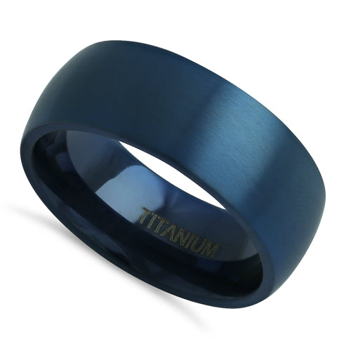 Titanium Blue 8mm Brushed Band Ring