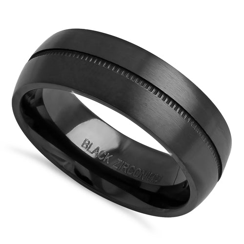 Black Zirconium 7mm Brushed Band Ring