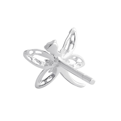 Sterling Silver Flying Dragonfly Stud Earrings