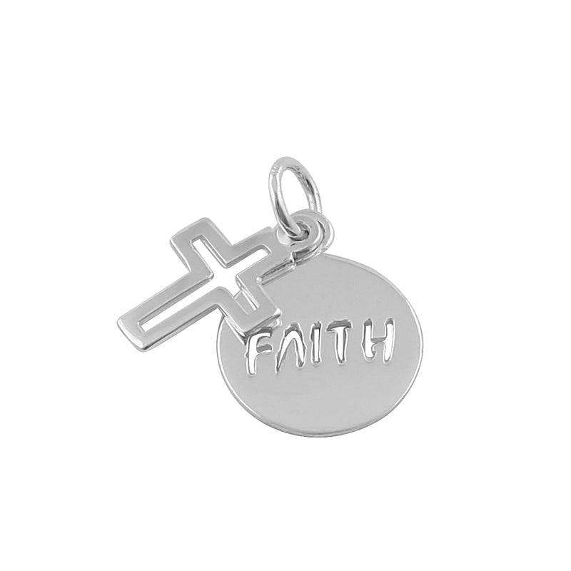 Sterling Silver Cross and Faith Pendant