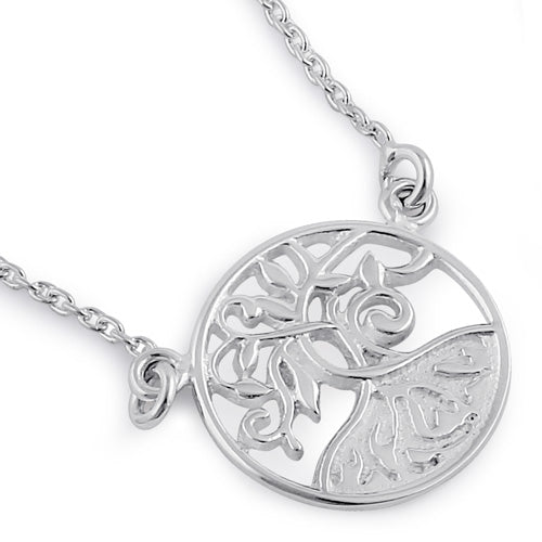 Sterling Silver Thick Root Tree of Life Necklace