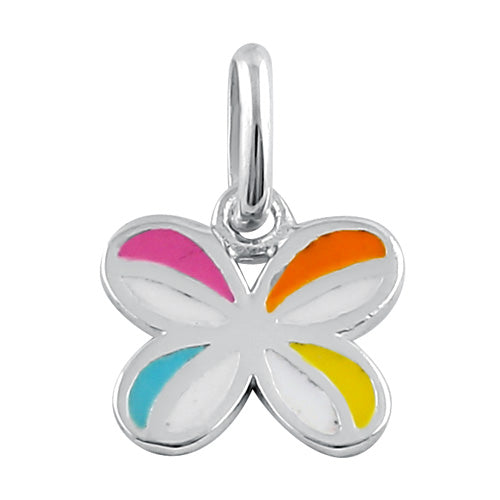 Sterling Silver Colorful Enamel Butterfly Pendant