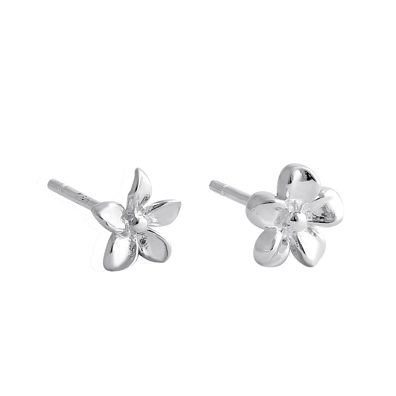Sterling Silver Plumeria and Daisy Flower Stud Earrings