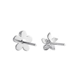 Sterling Silver Plumeria and Daisy Flower Stud Earrings