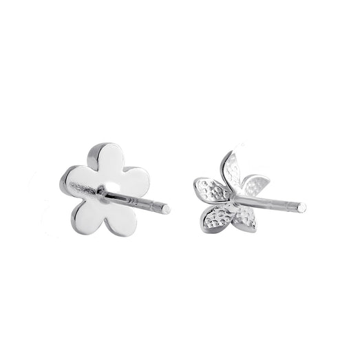 Sterling Silver Plumeria and Daisy Flower Stud Earrings