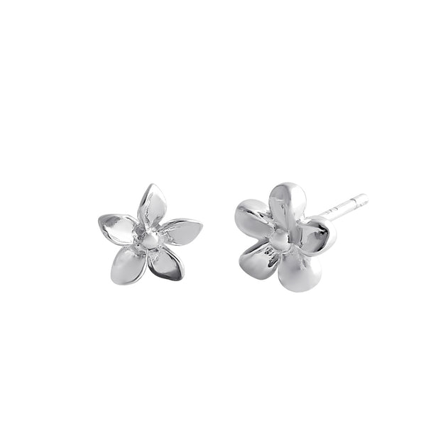 Sterling Silver Plumeria and Daisy Flower Stud Earrings