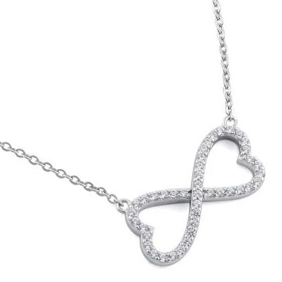 Sterling Silver Infinity Heart CZ Necklace