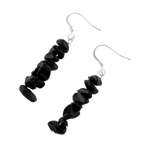 Synthetic Black Agate Chips Dangle Earrings