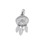 Solid 14K White Gold Dream Catcher Pendant