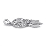 Solid 14K White Gold Dream Catcher Pendant