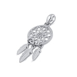 Solid 14K White Gold Dream Catcher Pendant