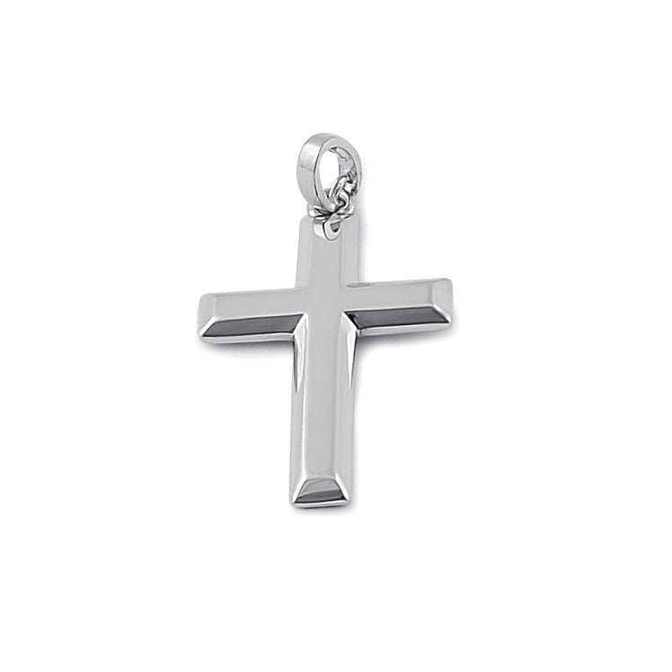 Solid 14K White Gold Bold Cross Pendant