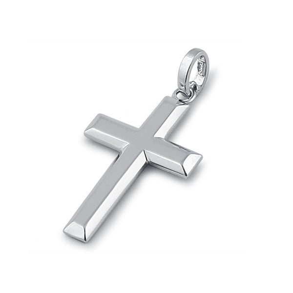 Solid 14K White Gold Bold Cross Pendant