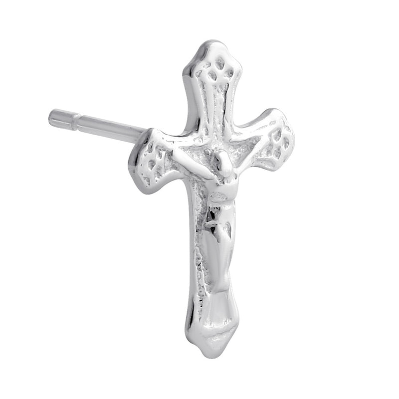 Sterling Silver Crucifix Stud Earrings