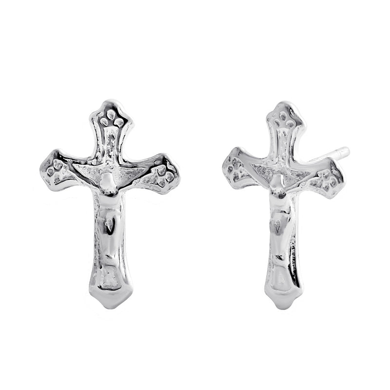 Sterling Silver Crucifix Stud Earrings