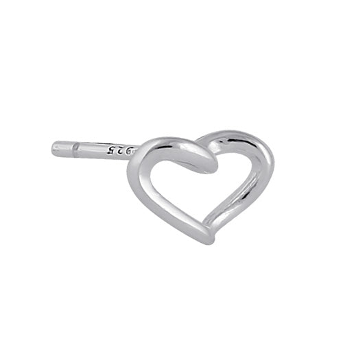 Sterling Silver Curved Heart Earrings