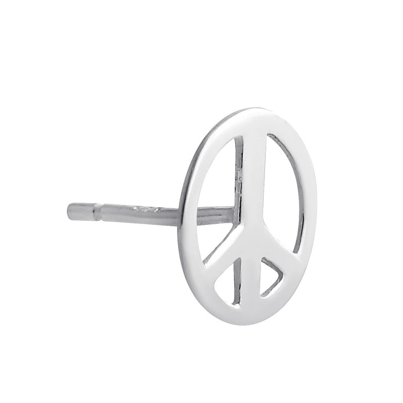 Sterling Silver Peace Sign Stud Earrings