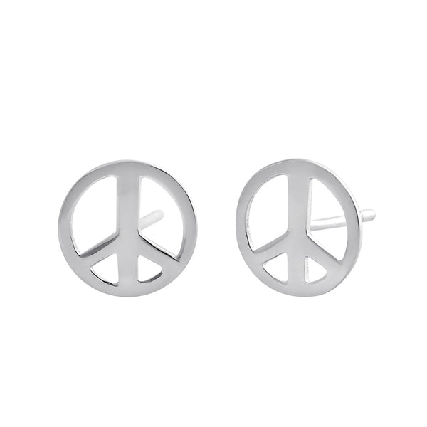 Sterling Silver Peace Sign Stud Earrings