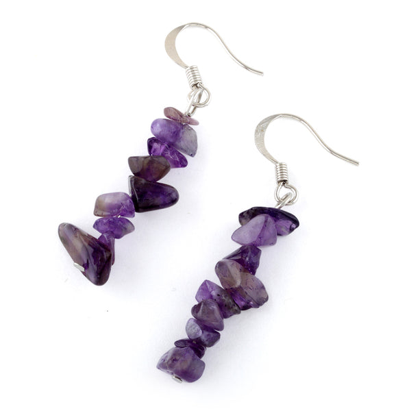 Amethyst Chips Dangle Earrings