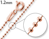 14K Rose Gold Plated Sterling Silver Bead Chain 1.2MM