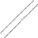 Sterling Silver Bar & 3 Beads Chain Necklace - 1.2mm