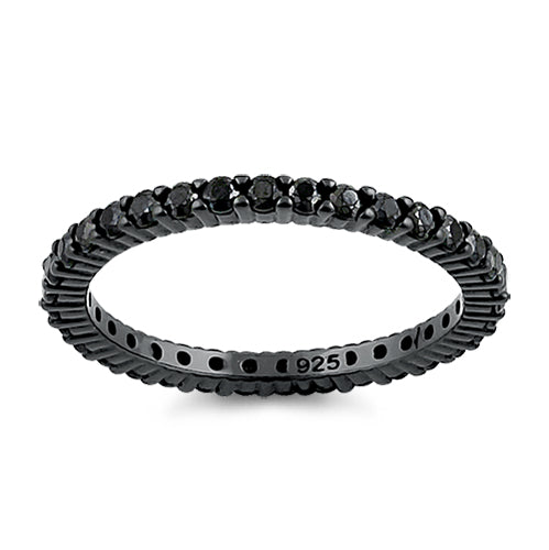 Black Rhodium Eternity Black CZ Ring