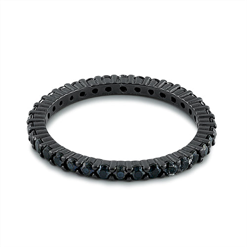 Black Rhodium Eternity Black CZ Ring