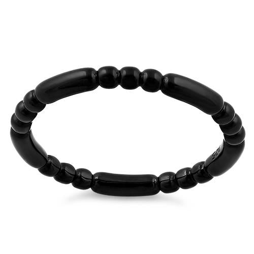 Black Rhodium Plated Stackable Bead and Bar Ring