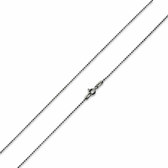 Rhodium Sterling Silver Bead Chain 1.2MM