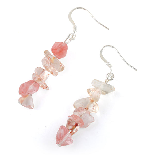 Cherry Quartz Chips Dangle Earrings