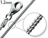 Rhodium Sterling Silver Curb Chain 1.2 MM
