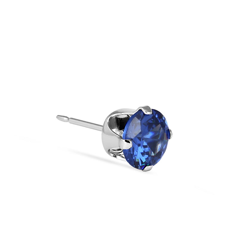 0.5ct Sterling Silver Blue Round Spinel CZ Stud Earrings 4mm