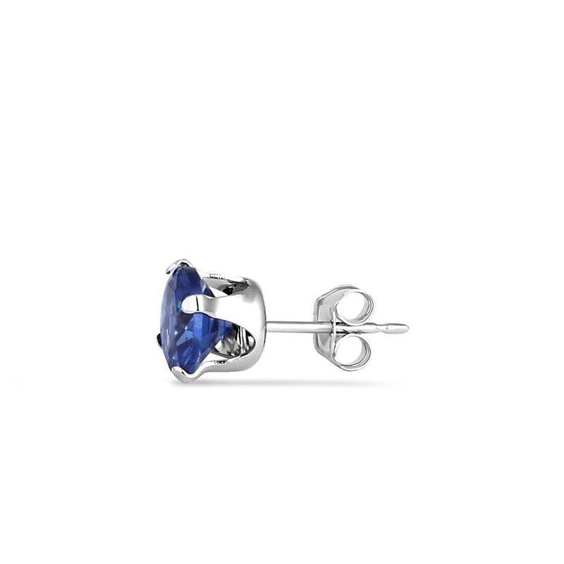 1.5ct Sterling Silver Round Blue Spinel CZ Stud Earrings 6mm