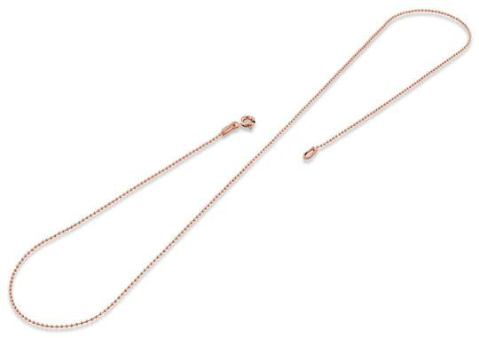 14K Rose Gold Plated Sterling Silver Bead Chain 1MM