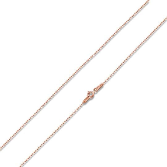 14K Rose Gold Plated Sterling Silver Bead Chain 1MM