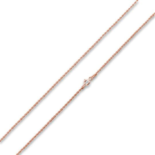 14K Rose Gold Plated Sterling Silver Rope Chain 1.3MM